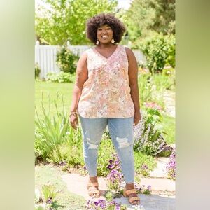 Savanna Jane Choose Fate Tank Embroidered Boho Patchwork Floral NWT 1X
